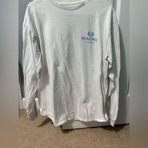 Realtree Men's White and Blue Long Sleeve Tee